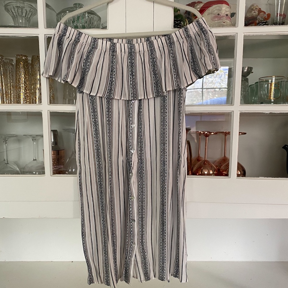 Off the shoulder dress with button front